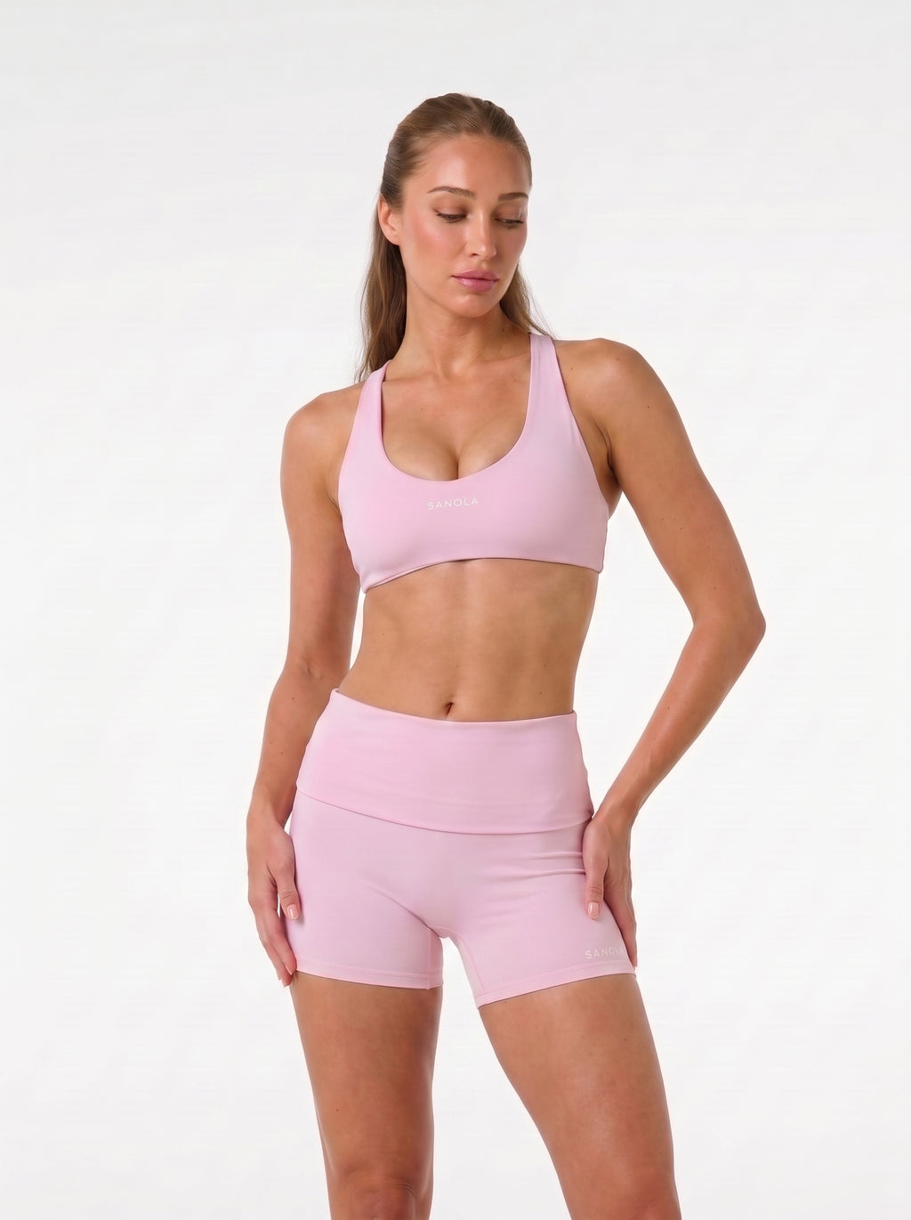 Refine Selene Cross Back Sports Bra | Baby Pink