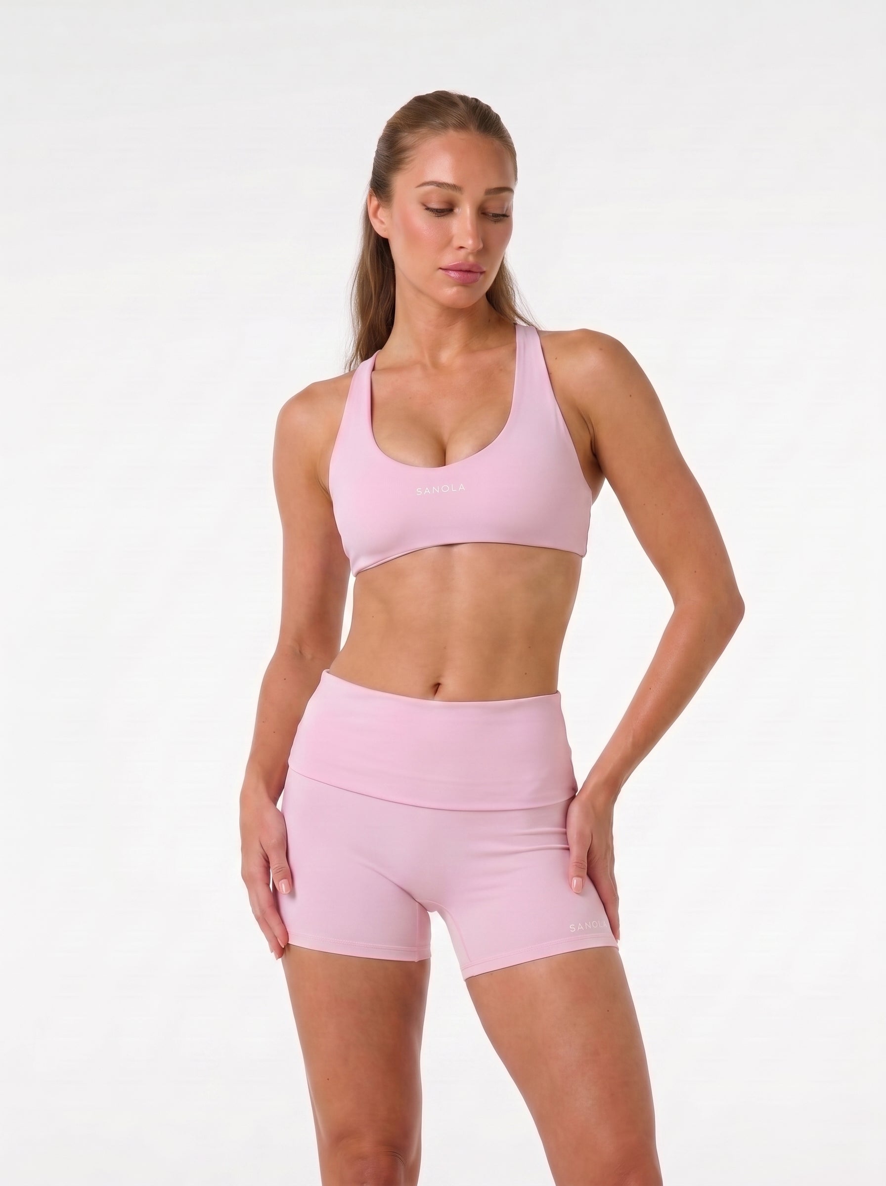 Refine Selene Cross Back Sports Bra | Baby Pink