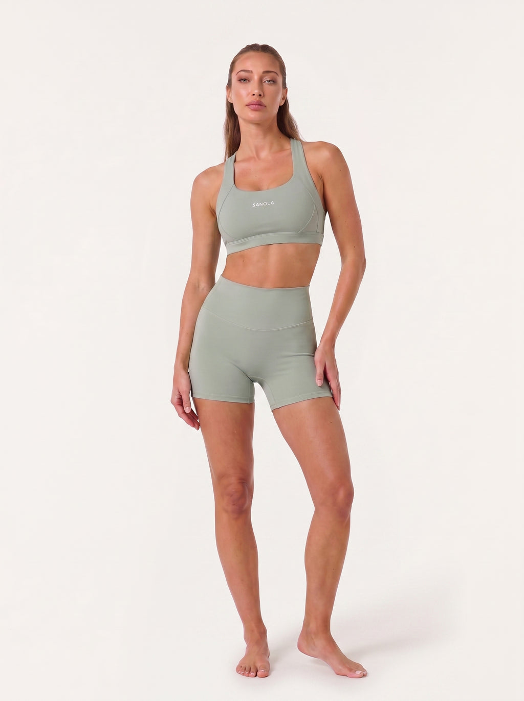 Refine Elina Cross Back Sports Bra | Sage