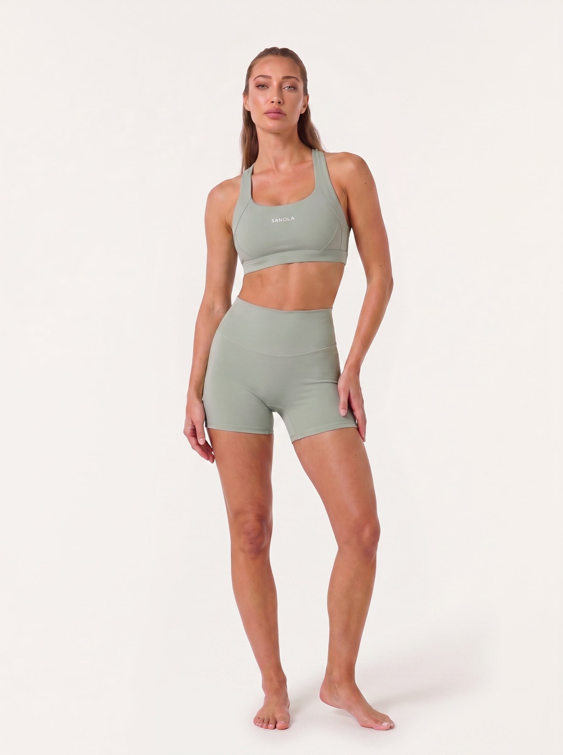 Refine Elina Cross Back Sports Bra | Sage