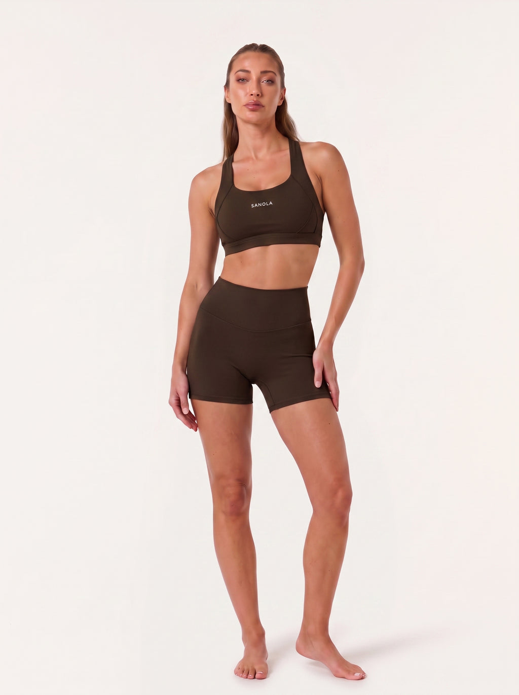 Refine Elina Cross Back Sports Bra | Espresso