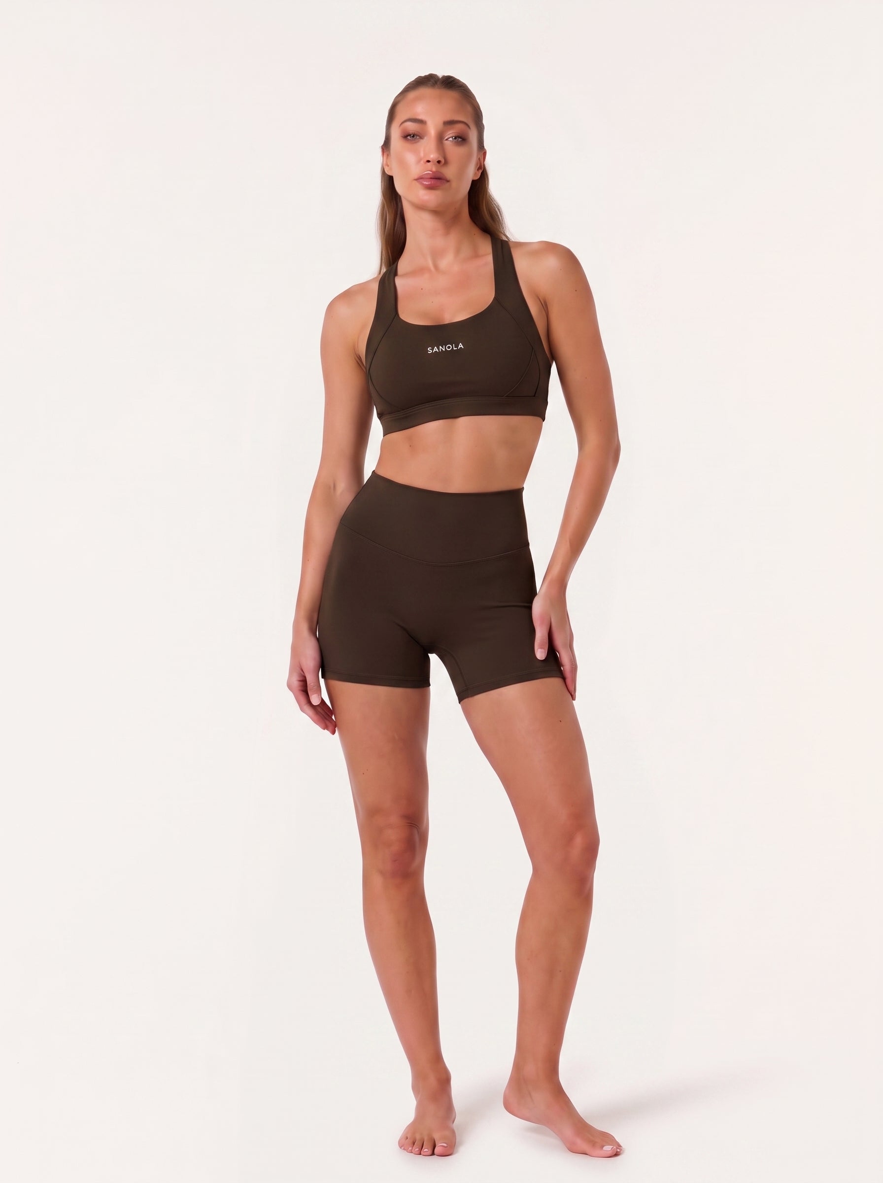 Refine Elina Cross Back Sports Bra | Espresso