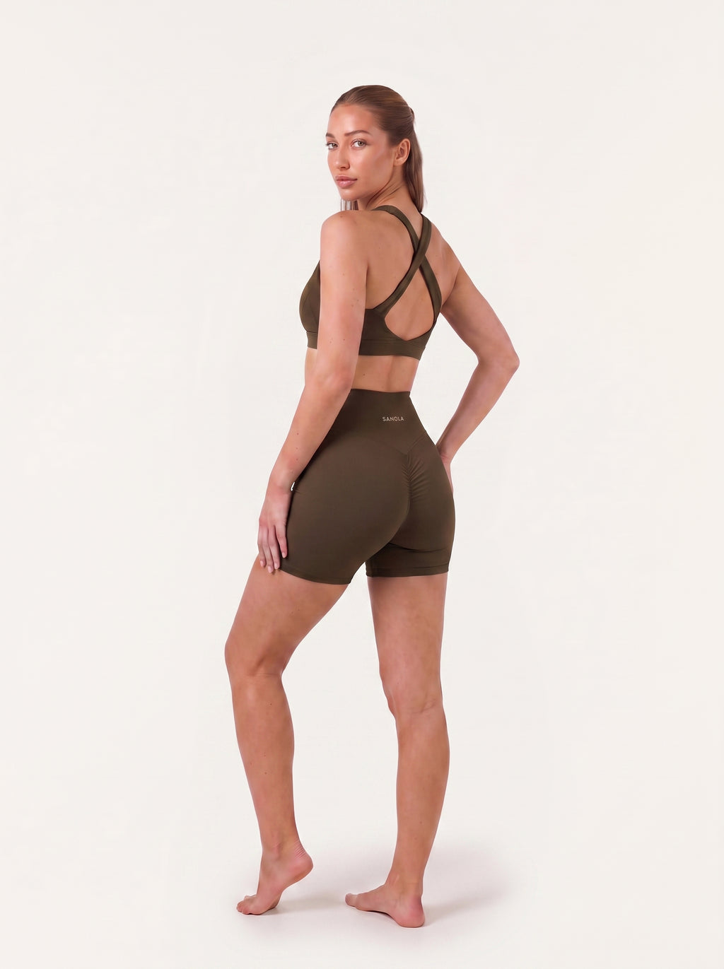 Refine Elina Cross Back Sports Bra | Espresso