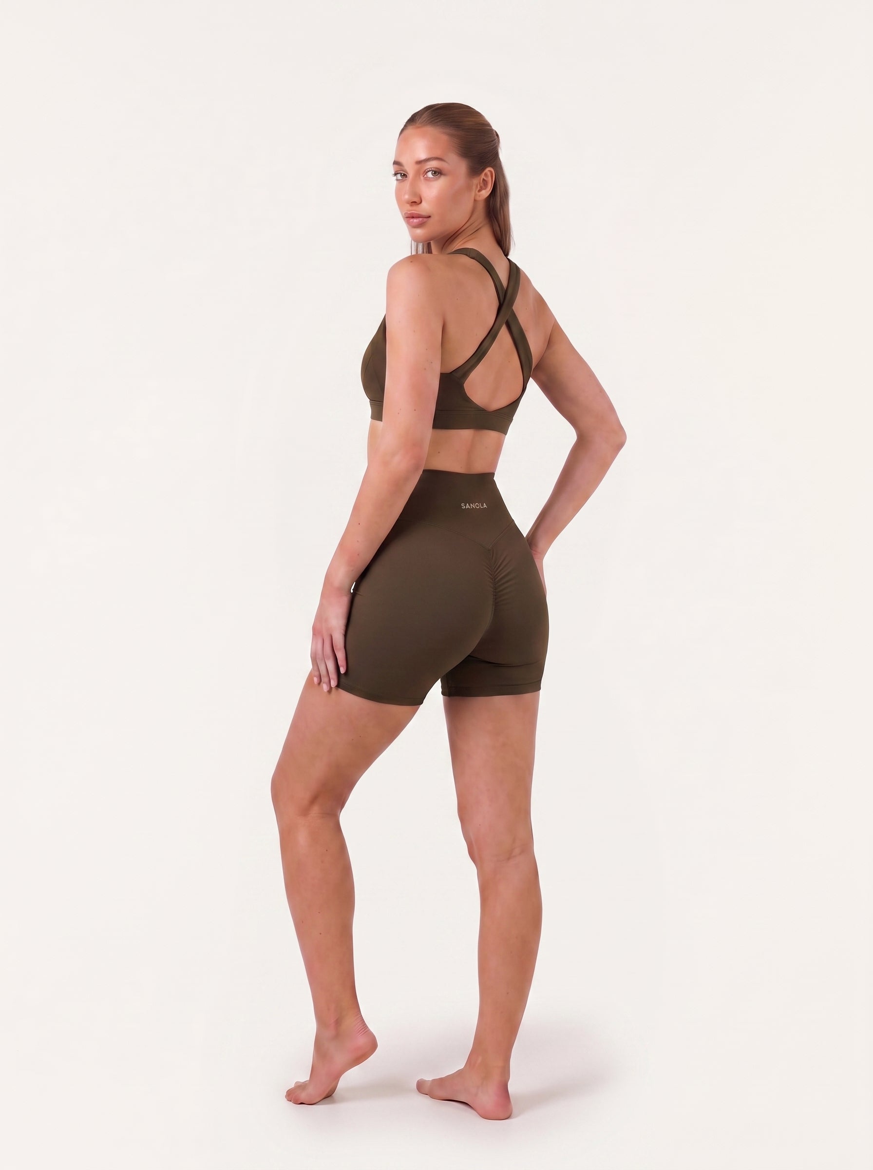 Refine Elina Cross Back Sports Bra | Espresso