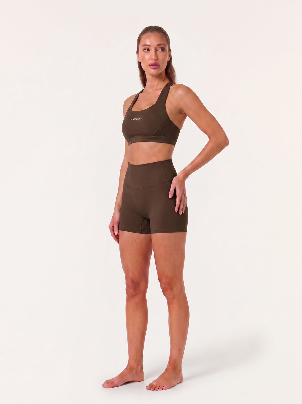 Refine Elina Cross Back Sports Bra | Espresso