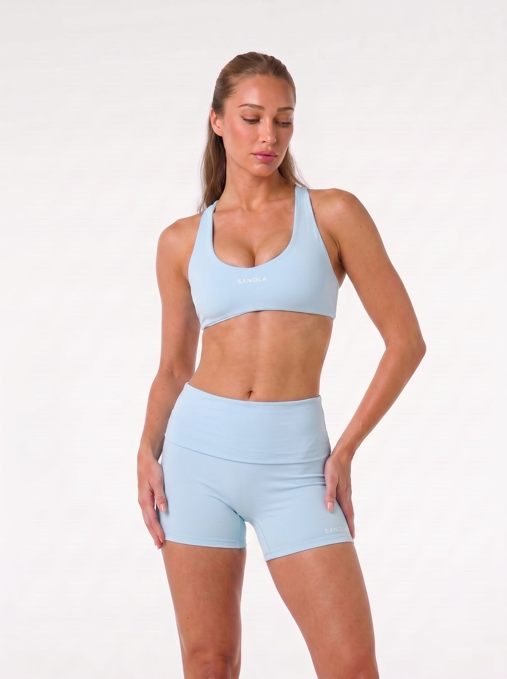 Refine Selene Cross Back Sports Bra | Cloud Blue