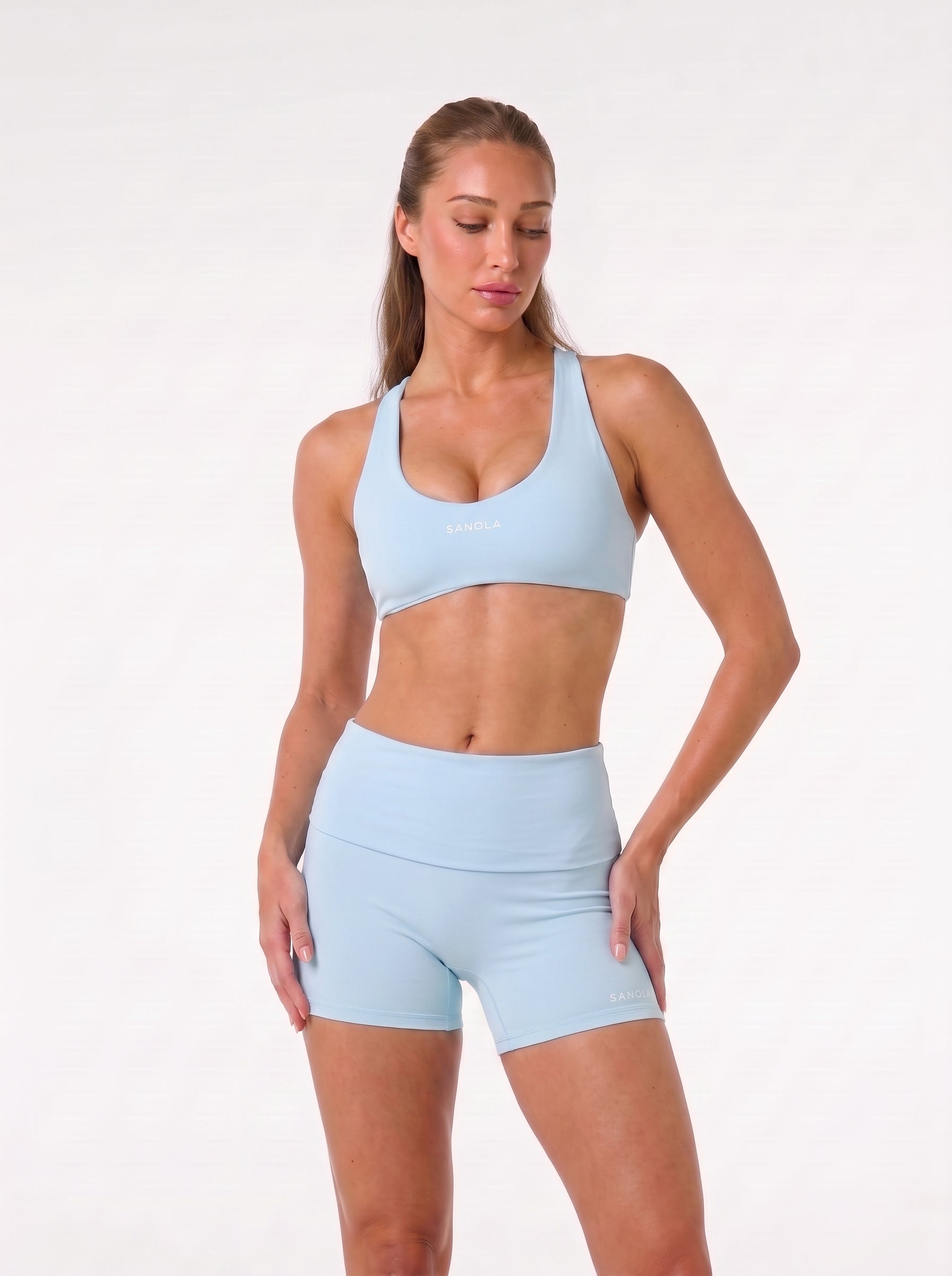 Refine Selene Cross Back Sports Bra | Cloud Blue