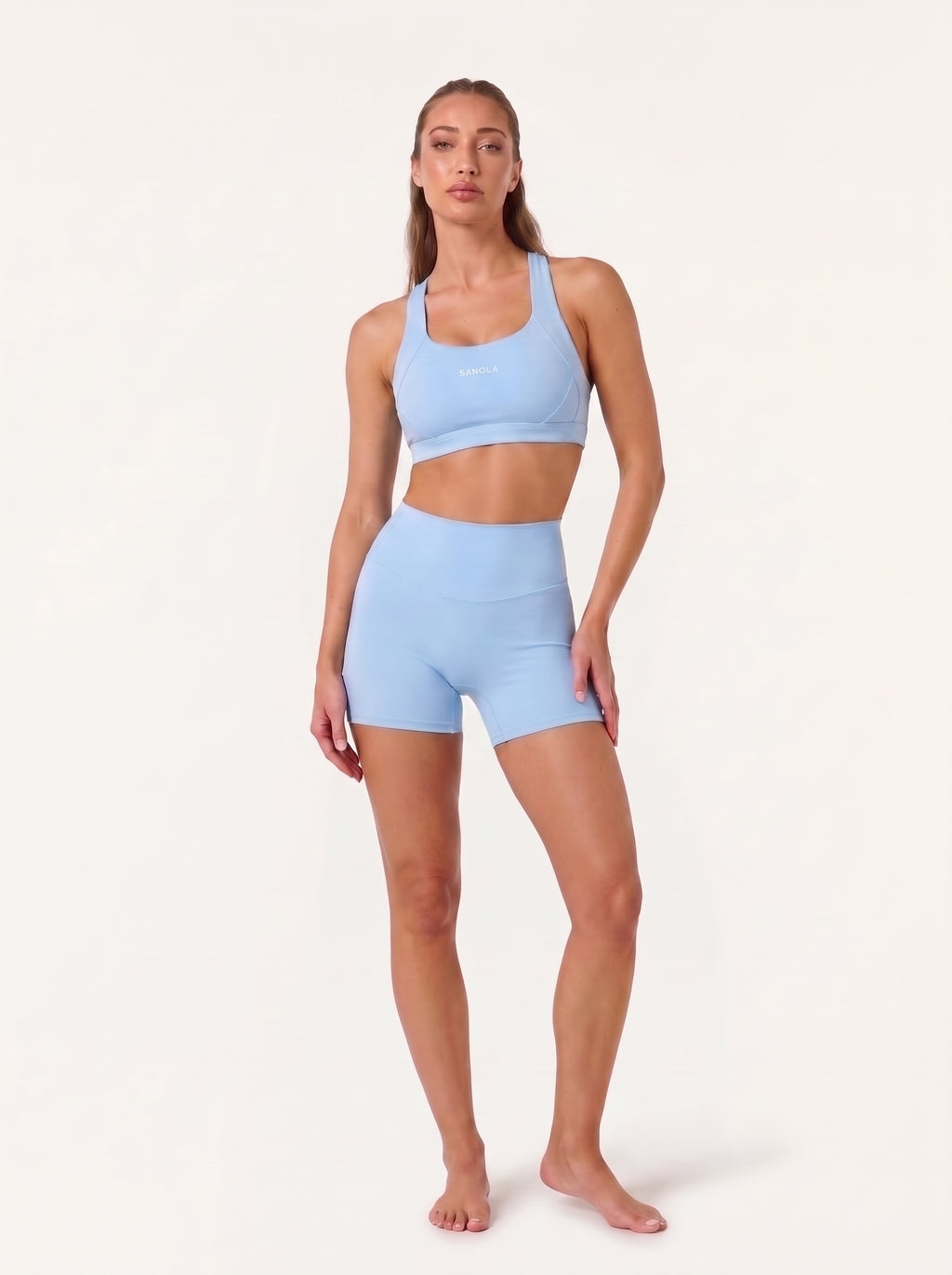 Refine Elina Cross Back Sports Bra | Sky Blue