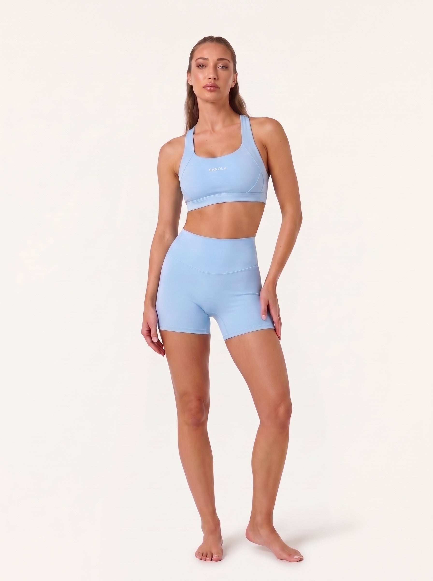 Refine Elina Cross Back Sports Bra | Sky Blue