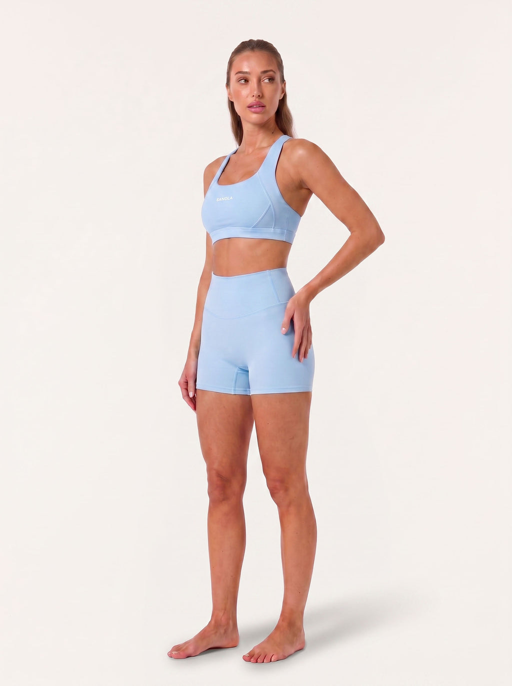 Refine Elina Cross Back Sports Bra | Sky Blue