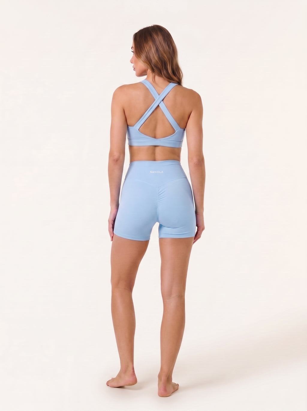 Refine Elina Cross Back Sports Bra | Sky Blue