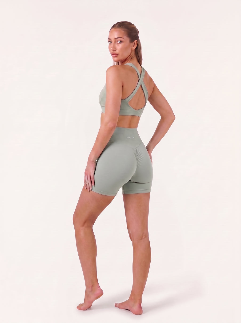 Refine Elina Cross Back Sports Bra | Sage