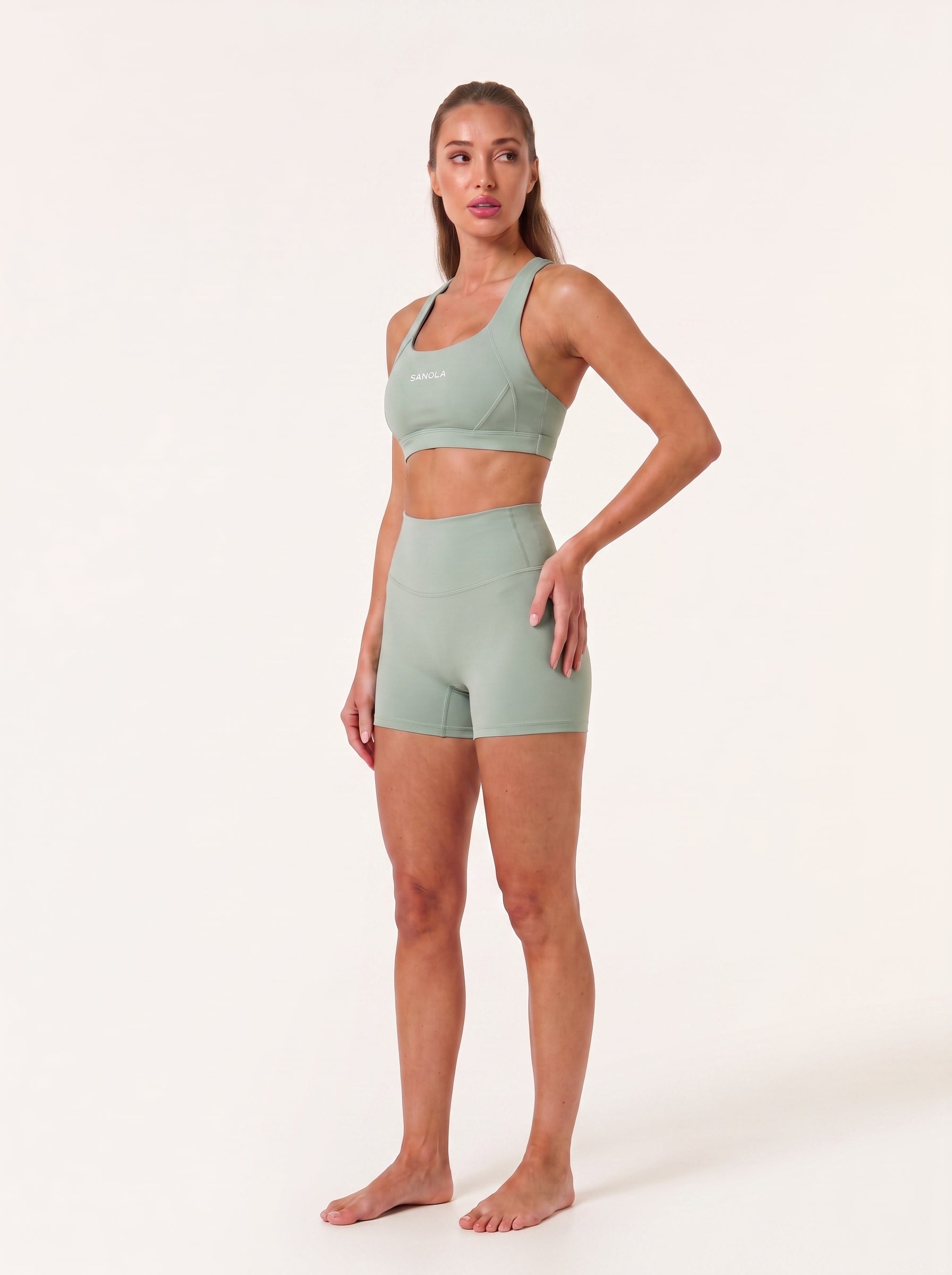Refine Elina Cross Back Sports Bra | Sage