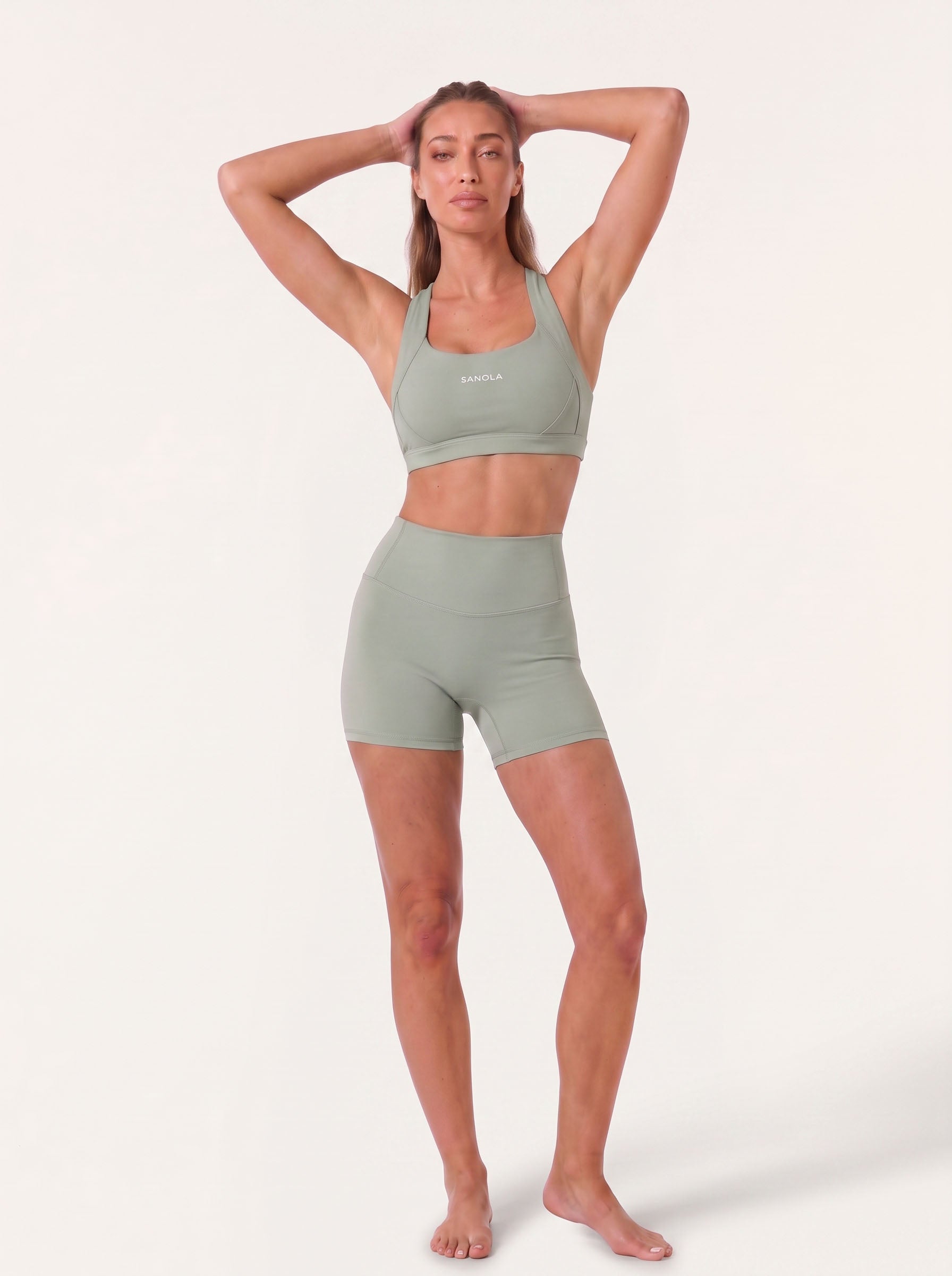Refine Elina Cross Back Sports Bra | Sage