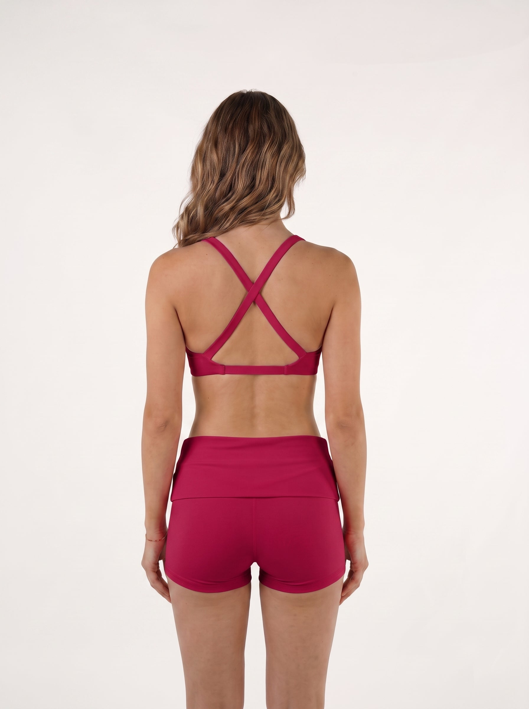 Refine Fold Over Shorts | Raspberry