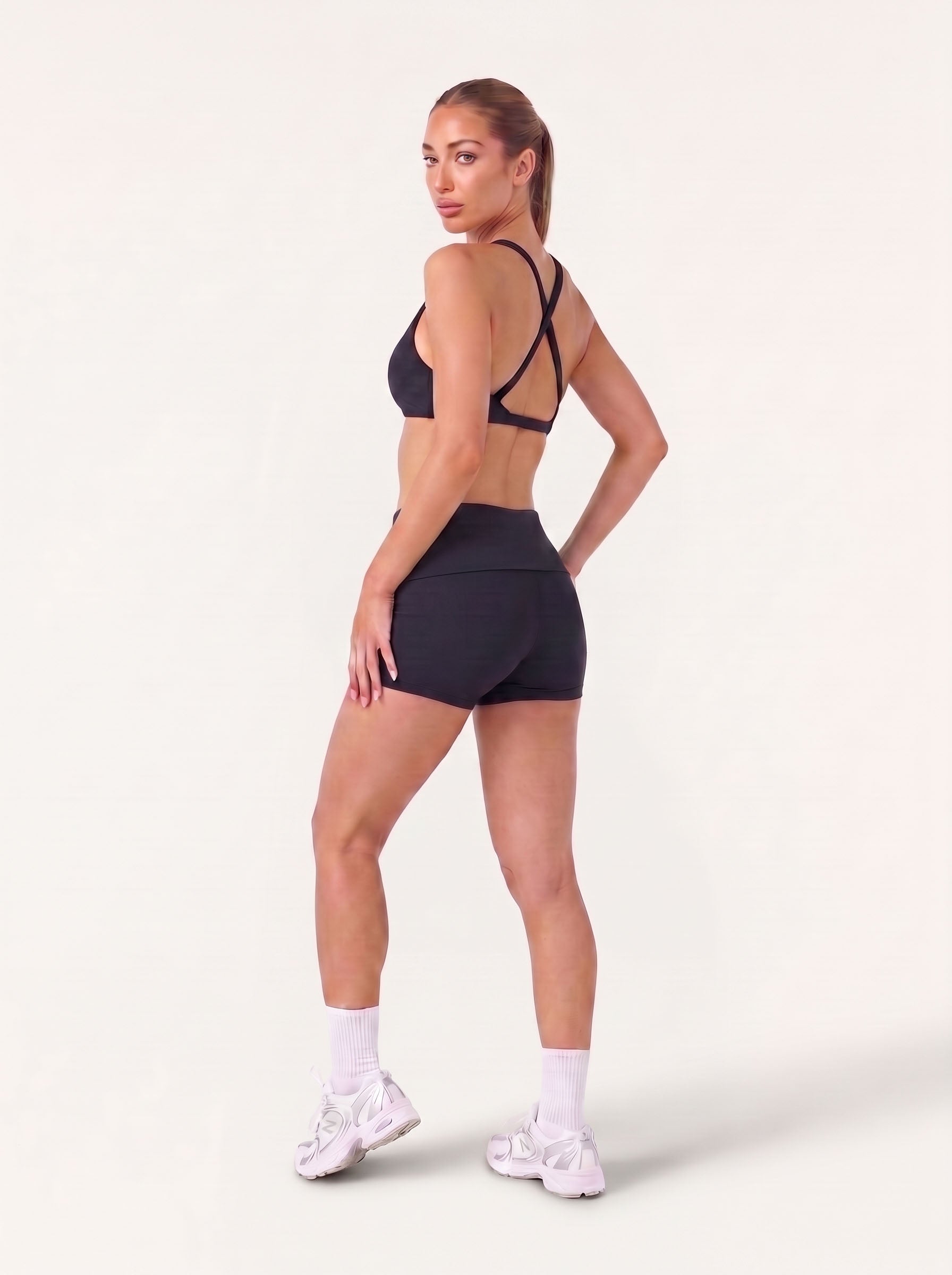 Refine Fold Over Shorts | Black