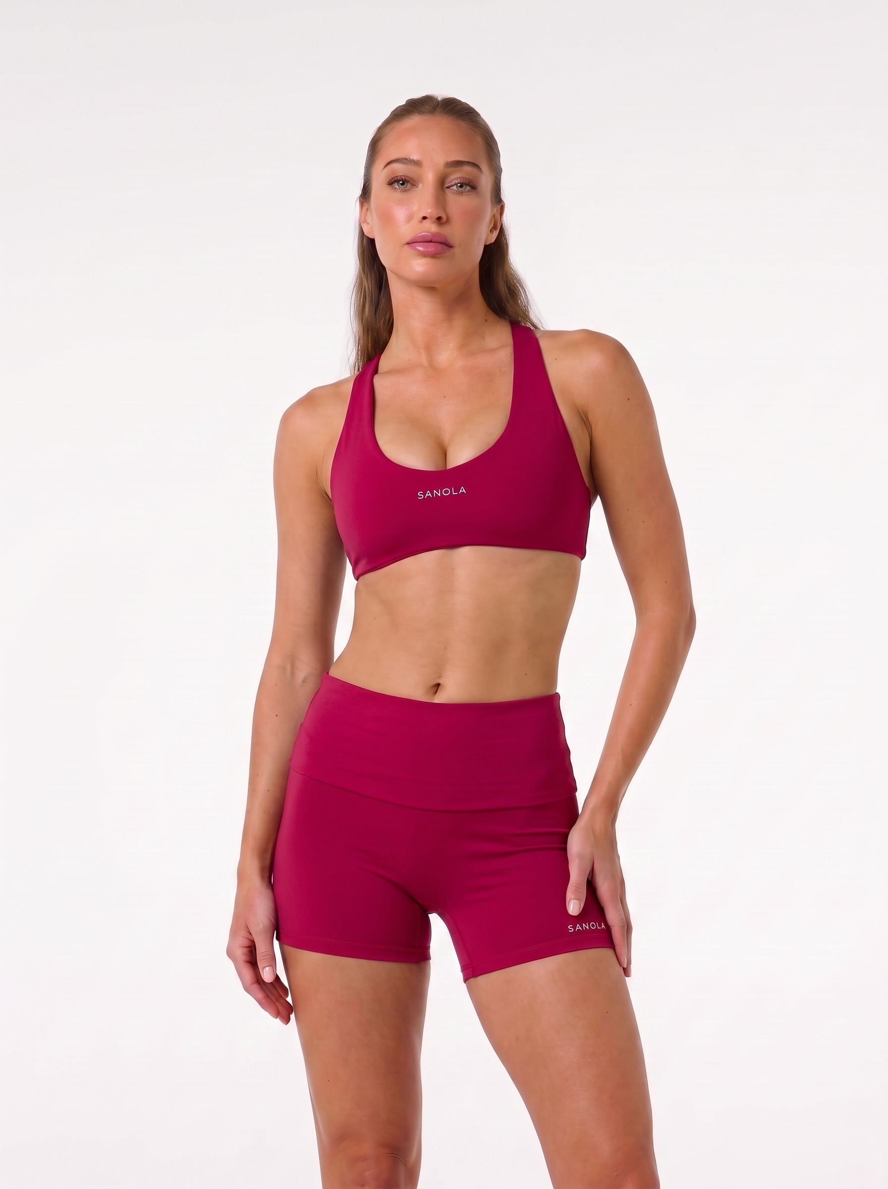 Refine Fold Over Shorts | Raspberry