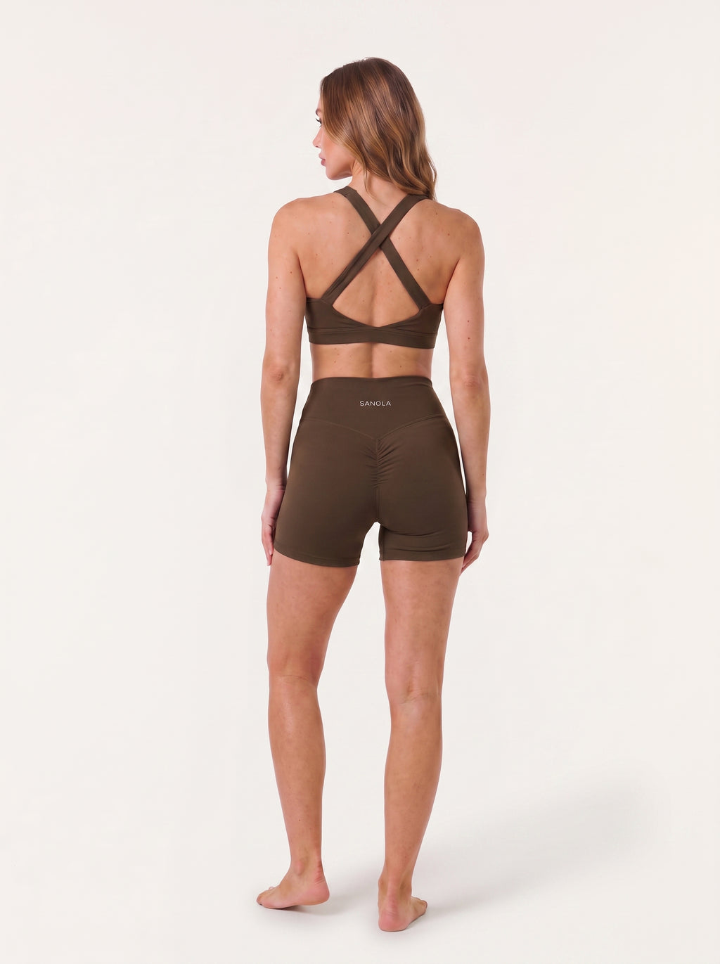 Refine Elina Cross Back Sports Bra | Espresso